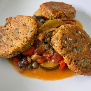 Falafels with Olives and Capers Sauce