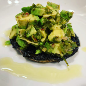 Australian Spring - Chimichurri sauce with Avocado on Grilled Shiitake Mushroom 100% Vegan